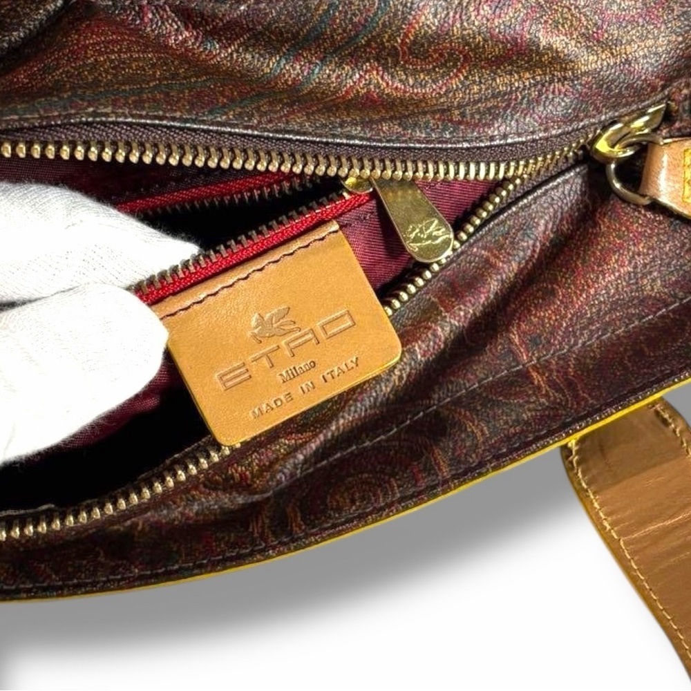 ETRO Paisley Coated Canvas Tote Bag – Leather Trim – Made in Italy - Picture 6 of 8
